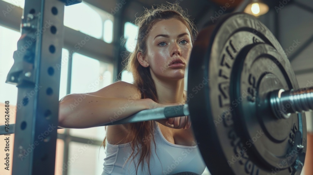 beautiful woman in a gym with sports clothes during the day beautiful woman in a gym with sports clothes during the day