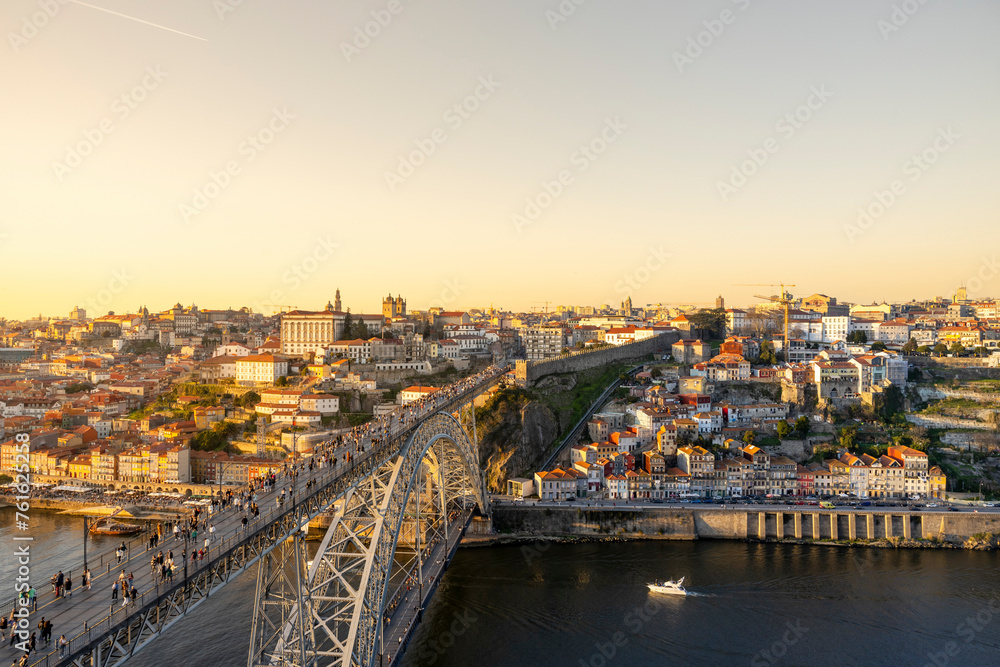 Panoramic view of Porto and Dom Luis I bridge, Portugal