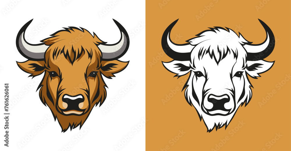 Fototapeta premium Bull colored head logo icon 007