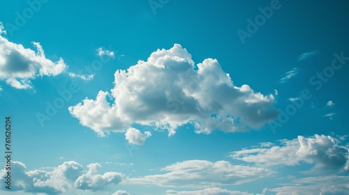 A peaceful blue sky with only a small white cloud visible AI generated illustration