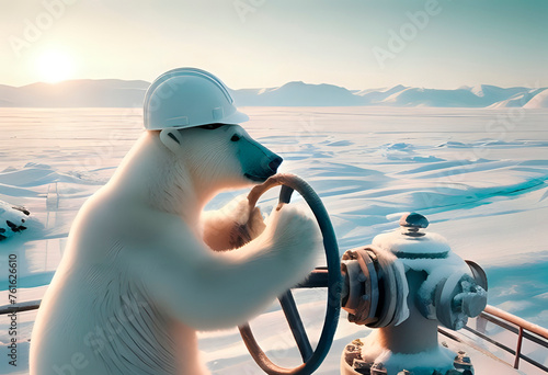 A blank, letterhead for a postcard, an Arctic polar bear oilman. photo