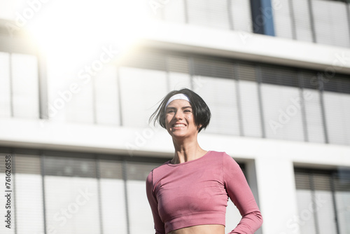 Portrait of a beautiful healthy Asian woman with sportswear copy space