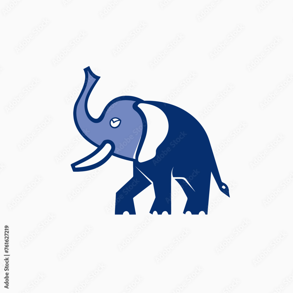 Obraz premium Minimalist logo of blue elephant