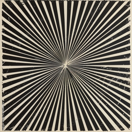 An abstract black and white illustration of lines radiating from a central point, resembling a sunburst or starburst pattern