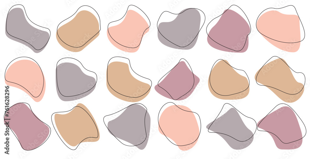 Organic shape set. Fluid blob, stone or water.Blobs icon. Rock black icons. Drops or stone silhouettes. Vector set of black and colorful blobs and rock. Organic shape set. Fluid blob, stone or water.Blobs icon. Rock black icons. Drops or stone silhouettes. Vector set of black and colorful blobs and rock.