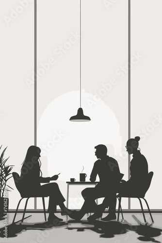 People Sitting in Cafe with Laptop
