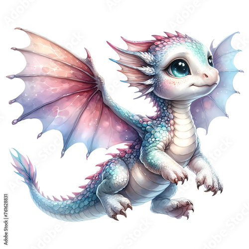 Cute dragon watercolor clipart.
