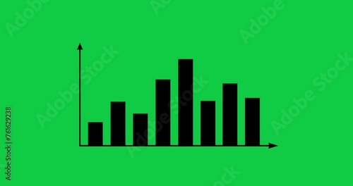 Business Bar Graph Showing Growth. X Y Axis Cartesian Coordinate Plane Animation. The report, Presentation, Data and Infographic.4K High Quality Green Screen Video. 