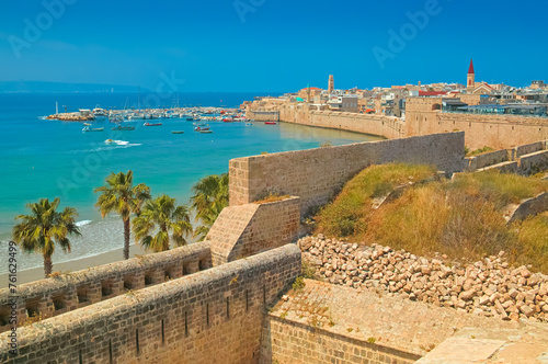 Cityscape of Acre (Akko), an ancient port city in Israel. photo