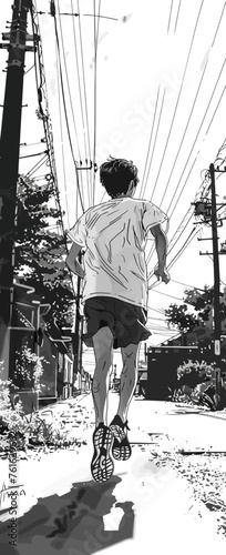 man running backside view