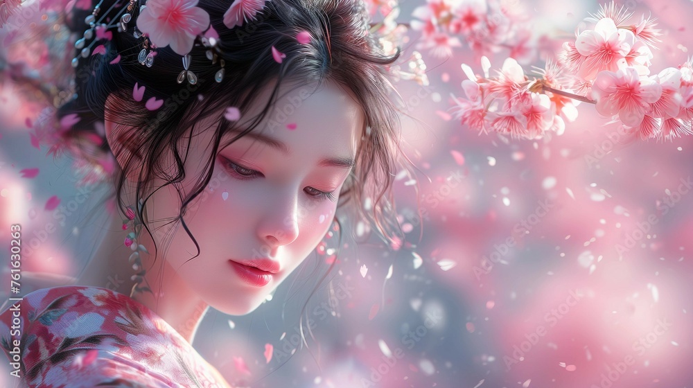 Japanese Blossom Beauty, generative ai