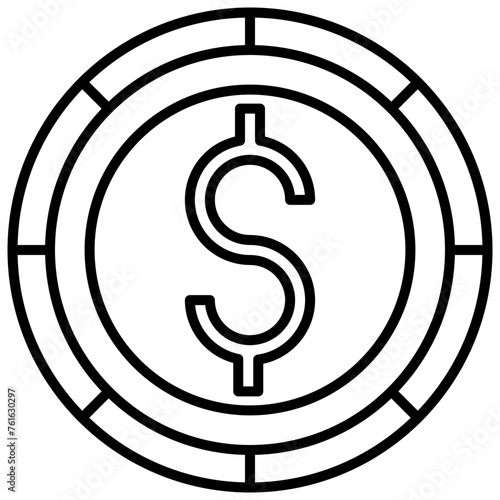 The currency icon is blue and has black lines, solid black