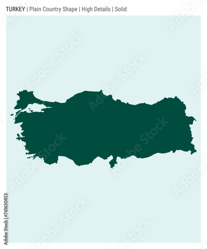 Turkey plain country map. High details. Solid style. Shape of Turkey. Vector illustration.