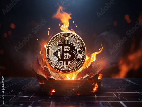 money in fire Bitcoin photo