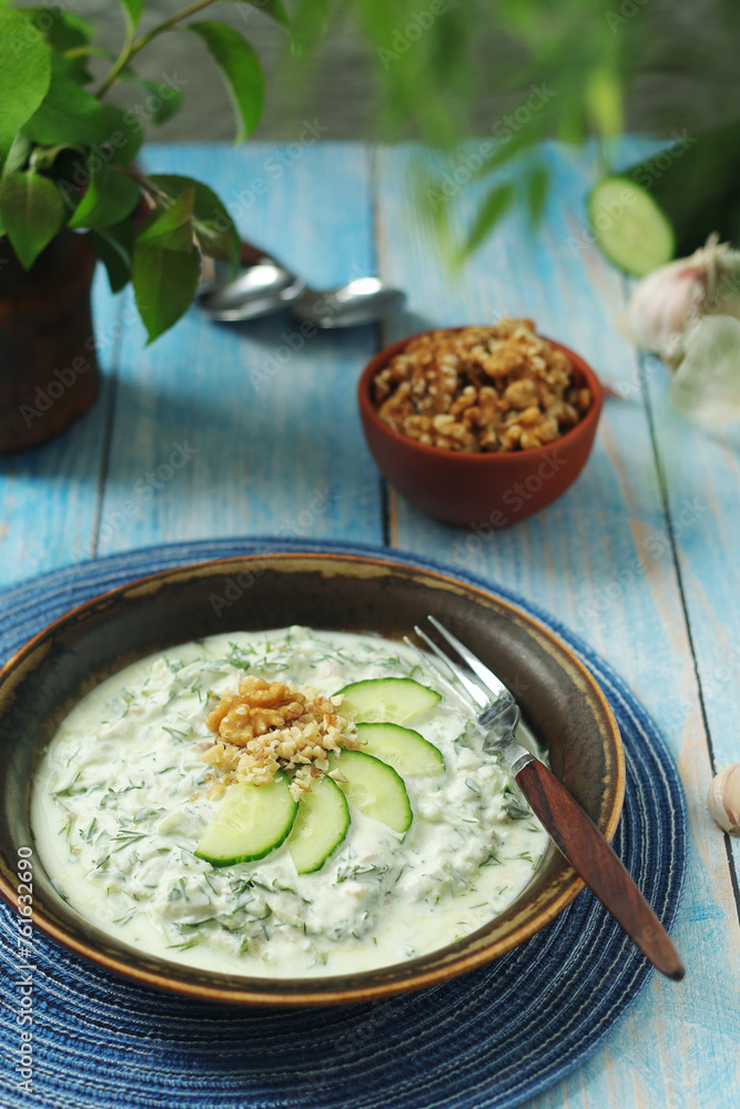 A traditional dish of Bulgarian cuisine - Snezhanka salad A traditional dish of Bulgarian cuisine - Snezhanka salad