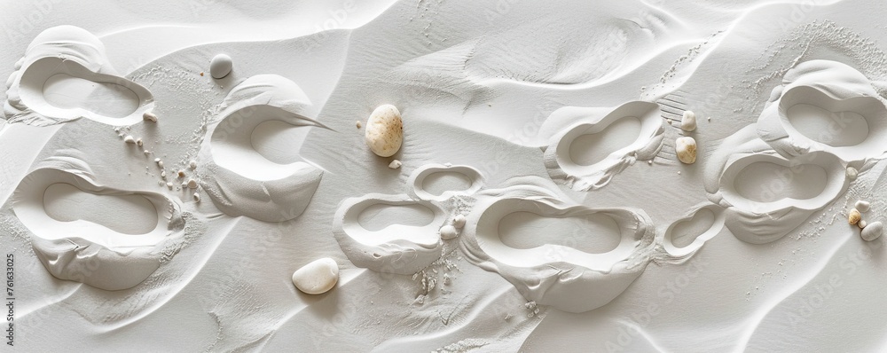 Background 0f White Sand with Footprints Background 0f White Sand with Footprints