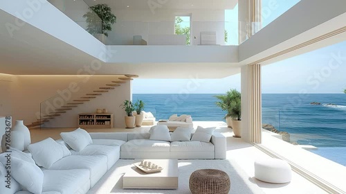 modern interior of a beach house in light colors