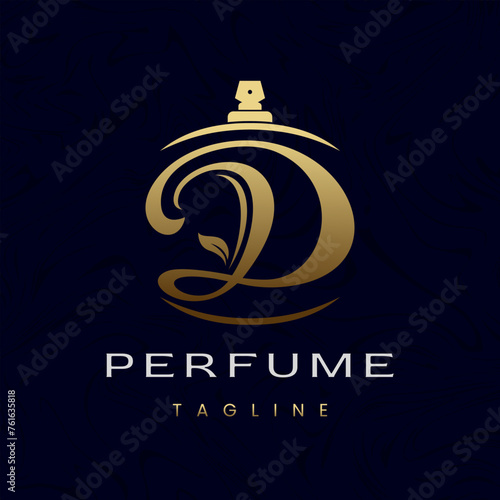 Letter D Perfume Logo Design, Elegant Luxury Scent Initial Logo