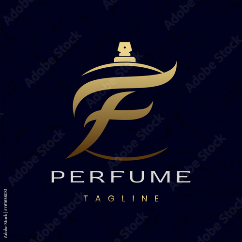 Letter F Perfume Logo Design, Elegant Luxury Scent Initial Logo