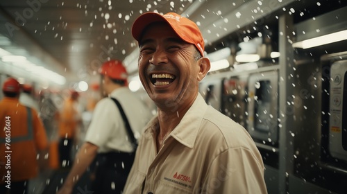 Man in Orange Hat Laughing