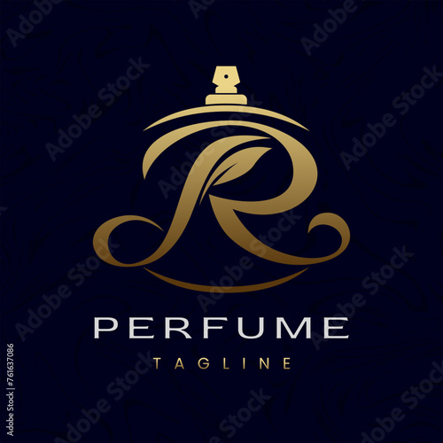 Letter R Perfume Logo Design, Elegant Luxury Scent Initial Logo