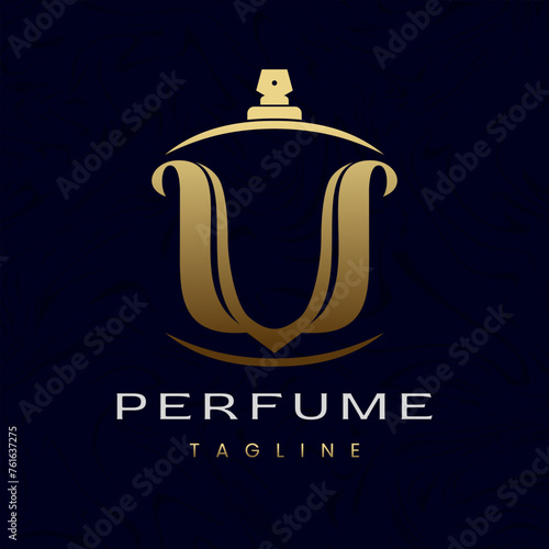 Letter U Perfume Logo Design, Elegant Luxury Scent Initial Logo