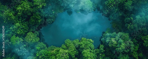 Breath-taking Aerial Photograph of the Jungle. Atmospheric Wilderness Photo. Nature Background. © Coosh448