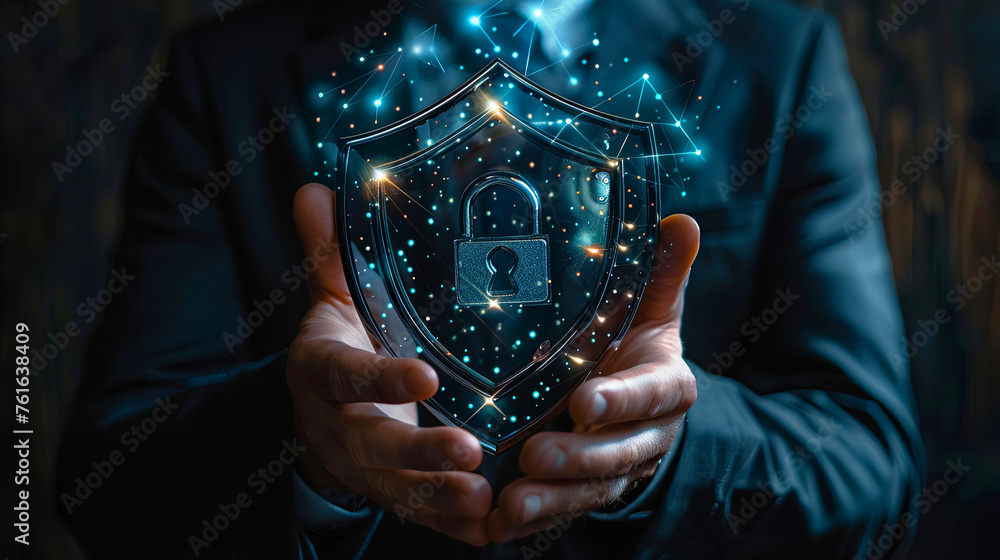 © ZoomTeam - Businessman with virtual cyber security technology and online data protection for security of data storage © ZoomTeam - Businessman with virtual cyber security technology and online data protection for security of data storage