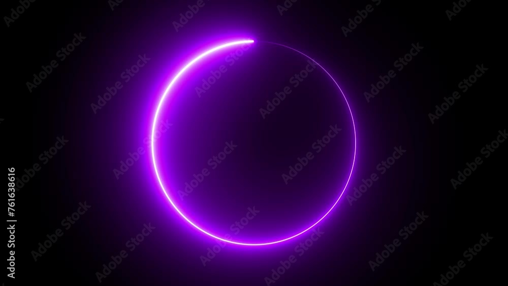 Glowing neon light circle animation on the black background. neon progress circle spinning around on a modern technology demonstration black background. looping animation.
Glowing neon light circle animation on the black background. neon progress circle spinning around on a modern technology demonstration black background. looping animation.