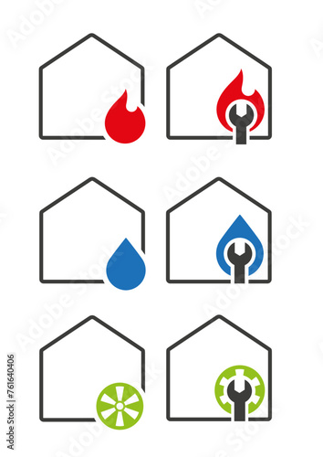 Heizung Sanitär Icon Set
