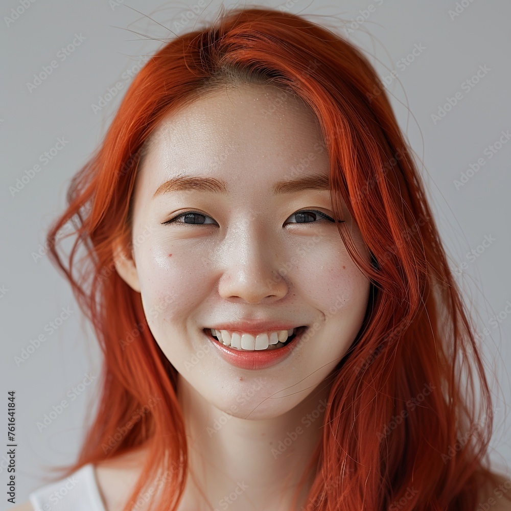 Discover the glow of a 20-year-old Asian model with striking red hair in a skincare portrait. Enhanced by a soft backdrop, luminous filter effect, and cinematic clarity, the image exudes elegance. Discover the glow of a 20-year-old Asian model with striking red hair in a skincare portrait. Enhanced by a soft backdrop, luminous filter effect, and cinematic clarity, the image exudes elegance.