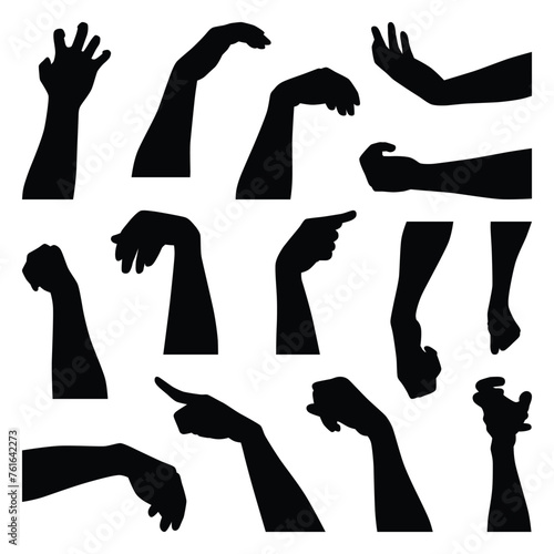 Vector collection set of hand gesture silhouettes.