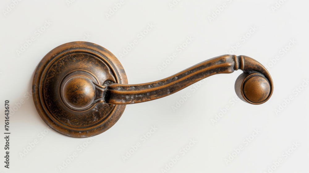 Antique door handle isolated on a white background, close-up Antique door handle isolated on a white background, close-up