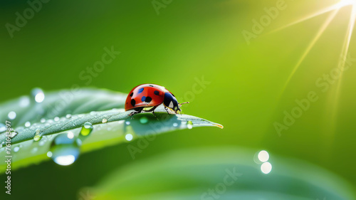 Natural beauty: the splendor of the world in a little ladybug.  photo