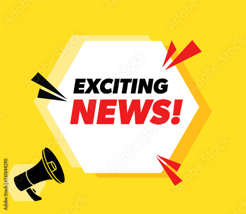 Exciting News - vector advertising banner with megaphone.