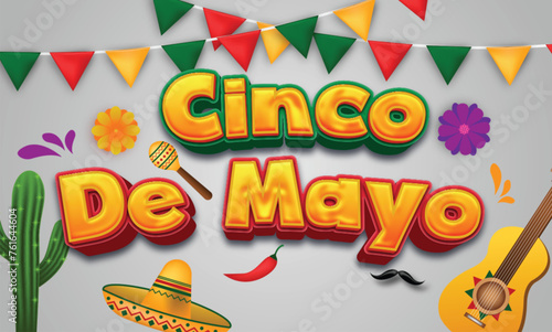 Background cinco de mayo celebration with text effect