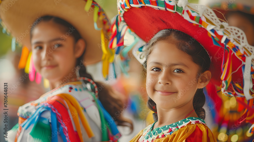 Portrait of a Mexican girl in celebration of Mexican Independence Day Mexican Revolution Portrait of a Mexican girl in celebration of Mexican Independence Day Mexican Revolution