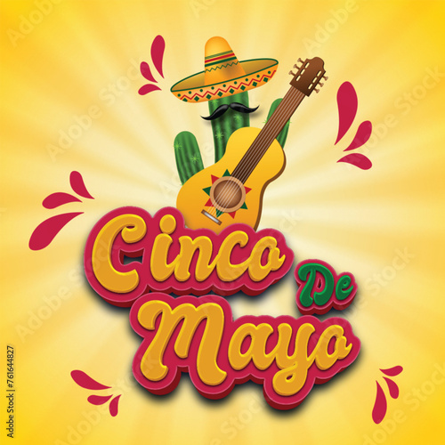 Cactus plants with text effect and decoration to event