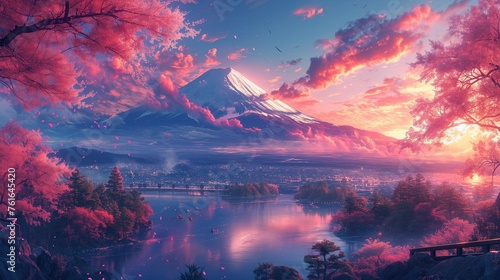 Whimsical Wonderland: Surreal Mount Fuji, generative ai