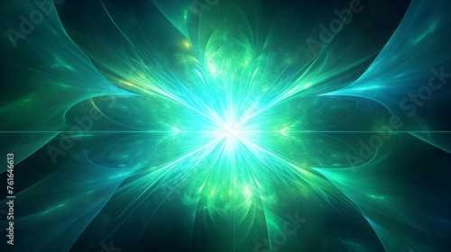 Radiant Energy Burst with Dynamic Blue and Green Swirls