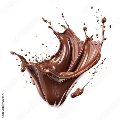 Splashing chocolate isolated on transparent or white background