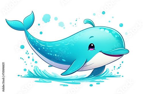 Illustration of a cute dolphin drawn on a white background