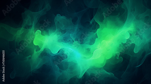 Ethereal Green Smoke Fractal on Dark Background