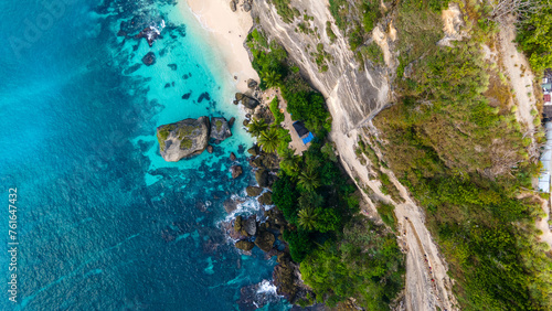 Aerial view of beautiful Diamond Beach in Nusa Penida, Bali, Indonesia