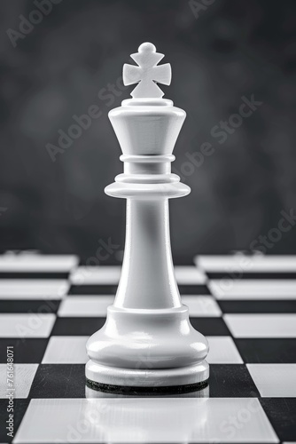 Monarch chess piece on chessboard as a symbol of business success and leadership strategy