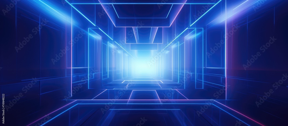 Abstract Blue Neon-Lit Passage Abstract Blue Neon-Lit Passage