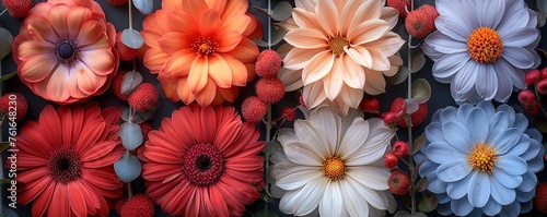 Close up of blooms in botanical photo collage.