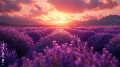 Provence Paradise: Lavender Bliss at Dusk, generative ai