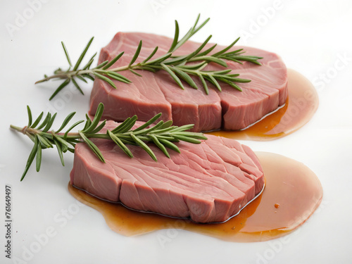 raw beef steak with rosemary