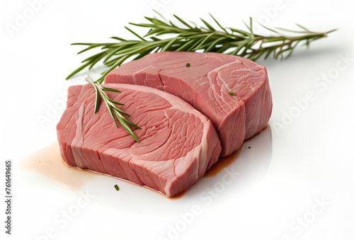 raw beef steak with rosemary